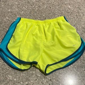 NIKE neon yellow dri fit running shorts sized XL